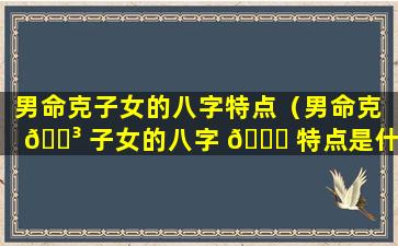 男命克子女的八字特点（男命克 🌳 子女的八字 🐒 特点是什么）